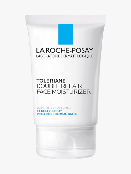 La Roche-Posay Toleriane Double Repair Face Moisturizer in branded tube component on a light gray background