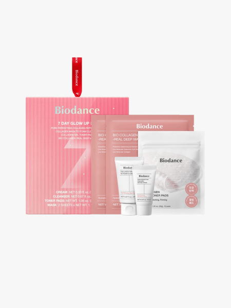 Biodance Day Glow Kit in multiple branded components on a light gray background